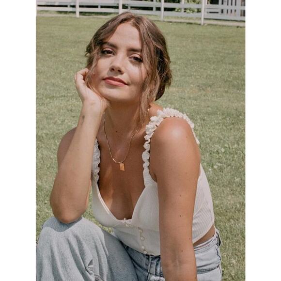 Women's Ruffled Strap Crop Top/Bralette Corset Style Button Front Tank Boho - Picture 1 of 5